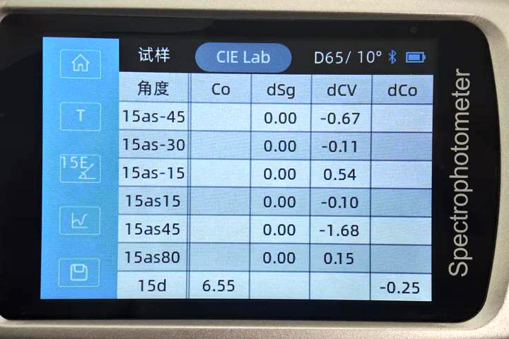 多角度色差仪测量数据